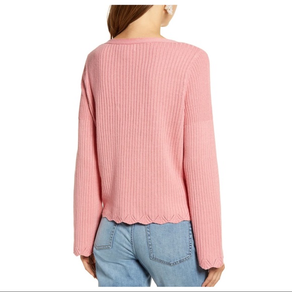 NEW RACHEL PARCELL PINK RIB KNIT SWEATER - Picture 7 of 10